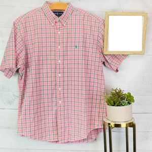 Men's RL Short Sl Shirt Pink Green Blue Plaid XXL